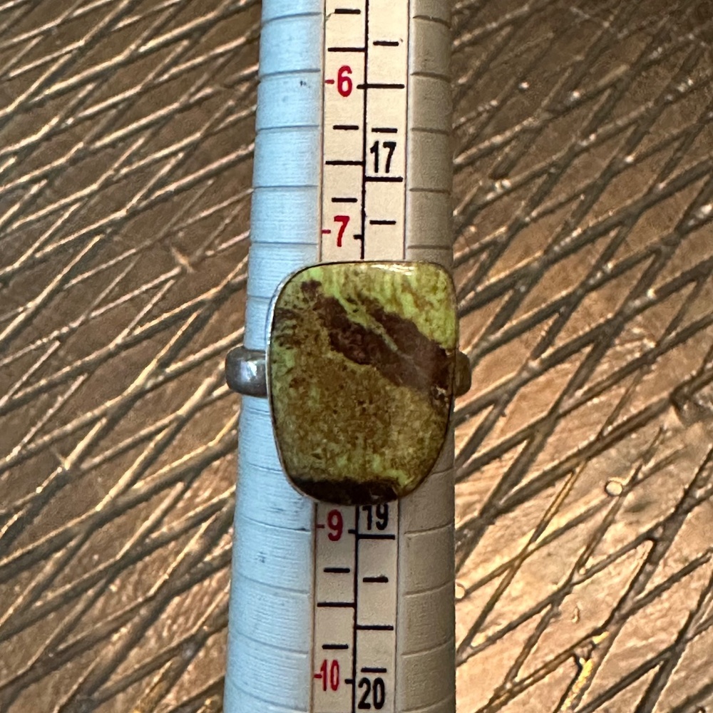 Green and brown turquoise sterling ring 8